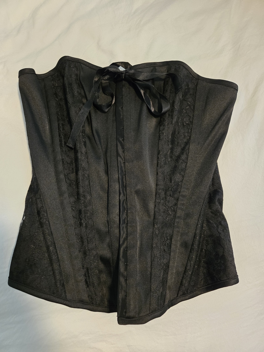 Charlotte Russe Black Lace Corset Top with Satin Bow
